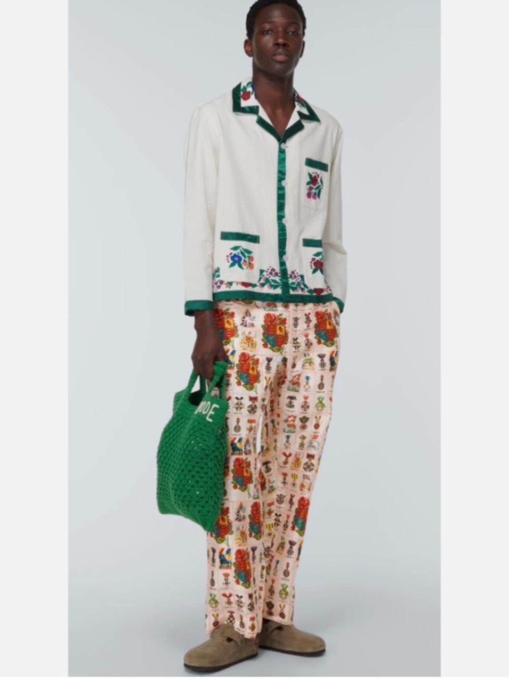 ★NWT Org. $1450 Bode Tobacco Signet Quilt Trousers Pink Multi Size 29★